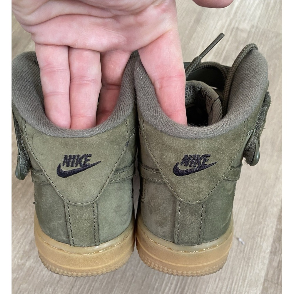 Nike‎ Air Force 1 High Olive Dark Gum Size 3Y Youth Suede Kids Green Shoes - Picture 4 of 7